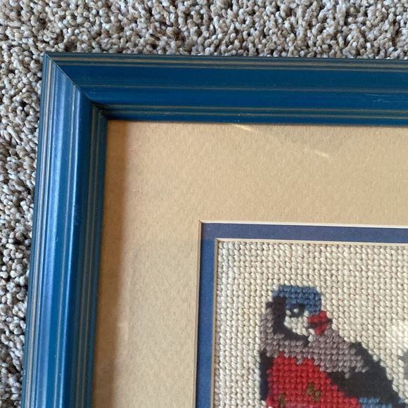 Vintage Handmade Needlepoint Bird on a Branch -Framed - Picture 10 of 14